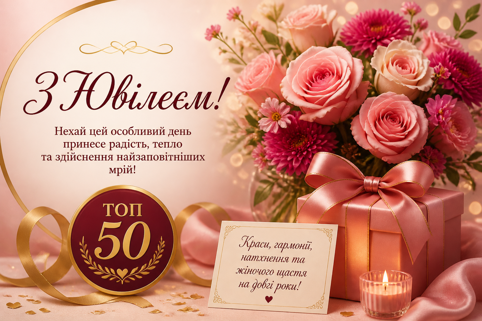 привітання з ювілеєм для жінок топ 50