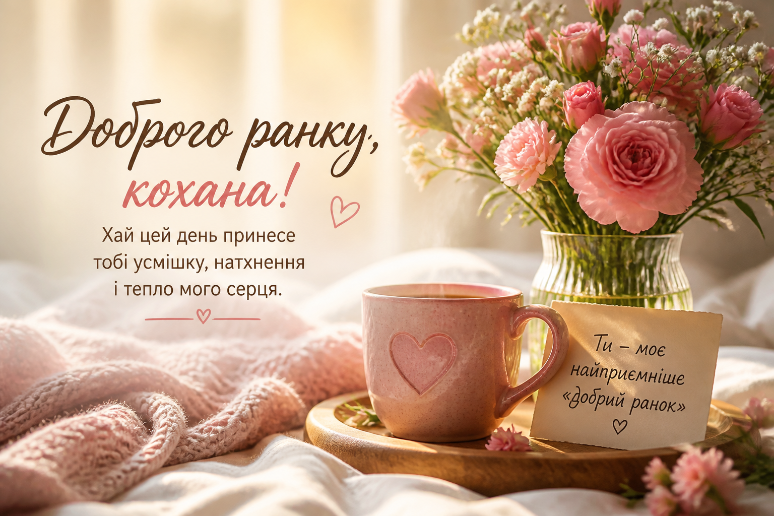 Теплі побажання доброго ранку коханій людині