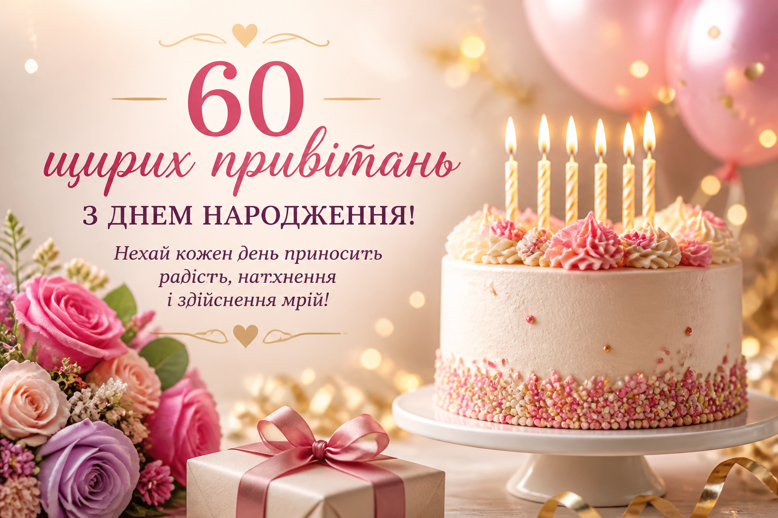 60 щирих привітань з днем народження
