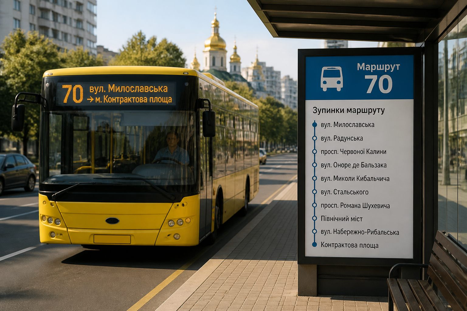 Зупинки маршруту №70 у Києві