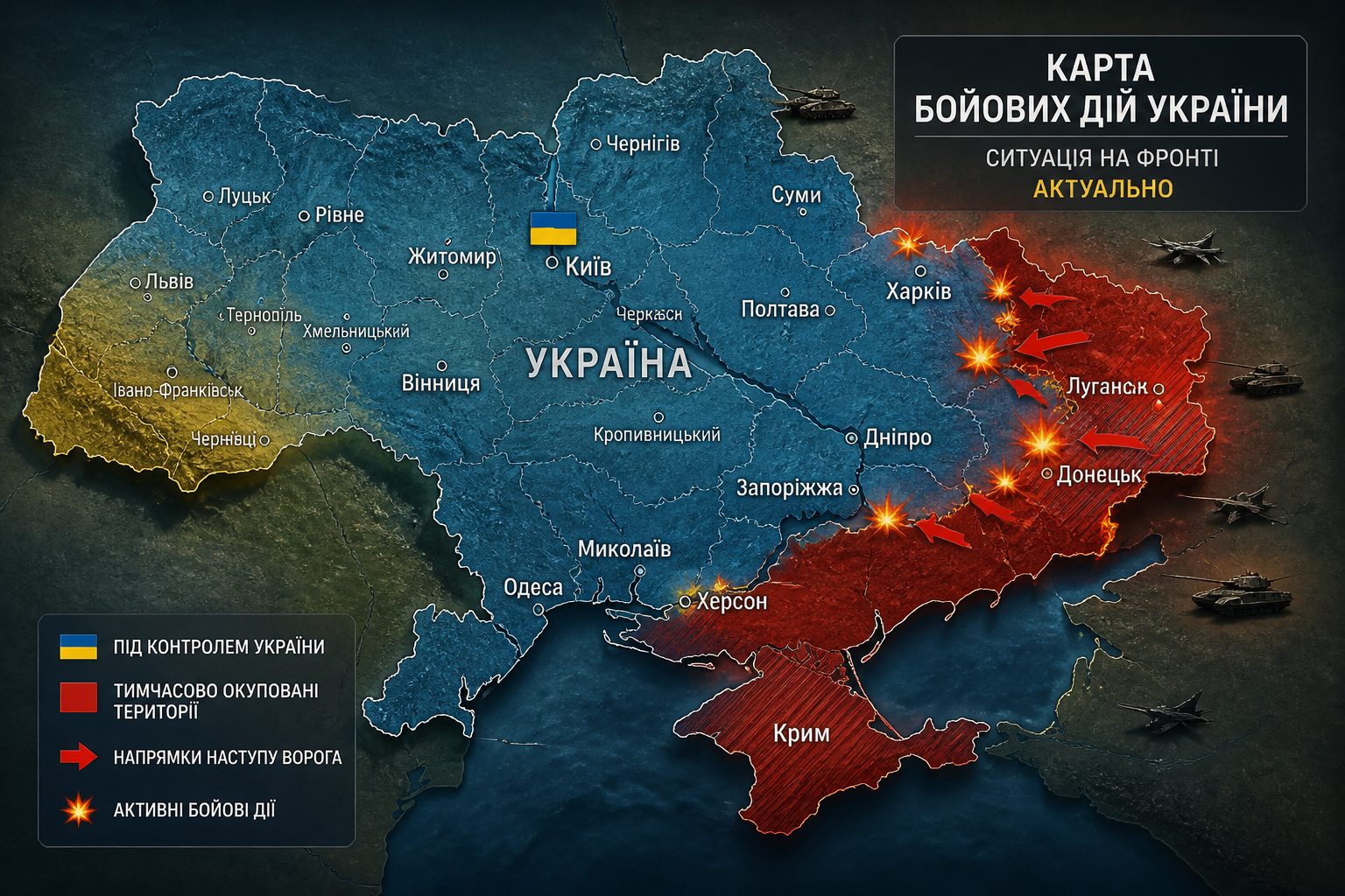 карта бойових дій України