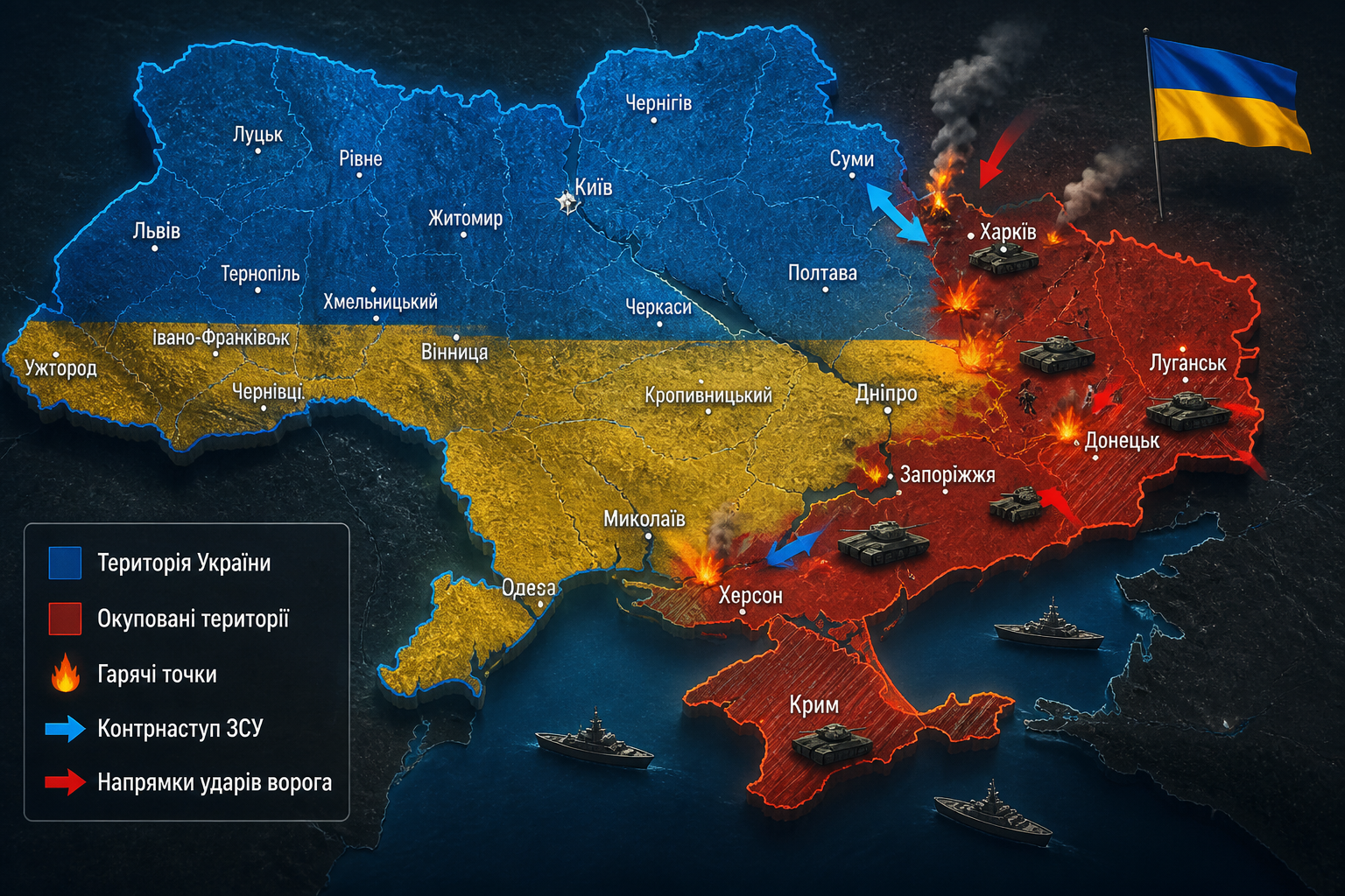 карта бойових дій України
