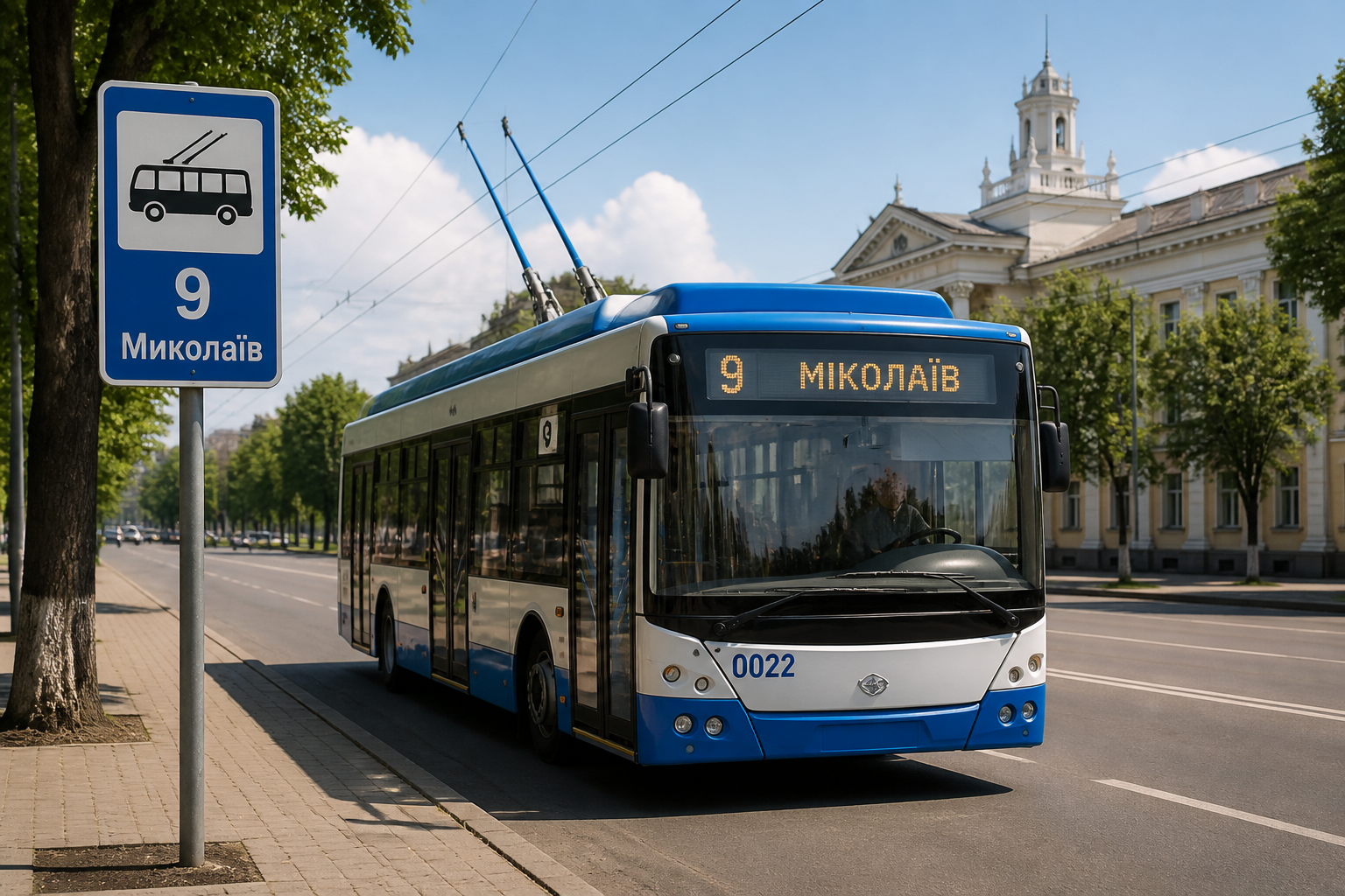 Усі зупинки тролейбуса №9 у Миколаєві
