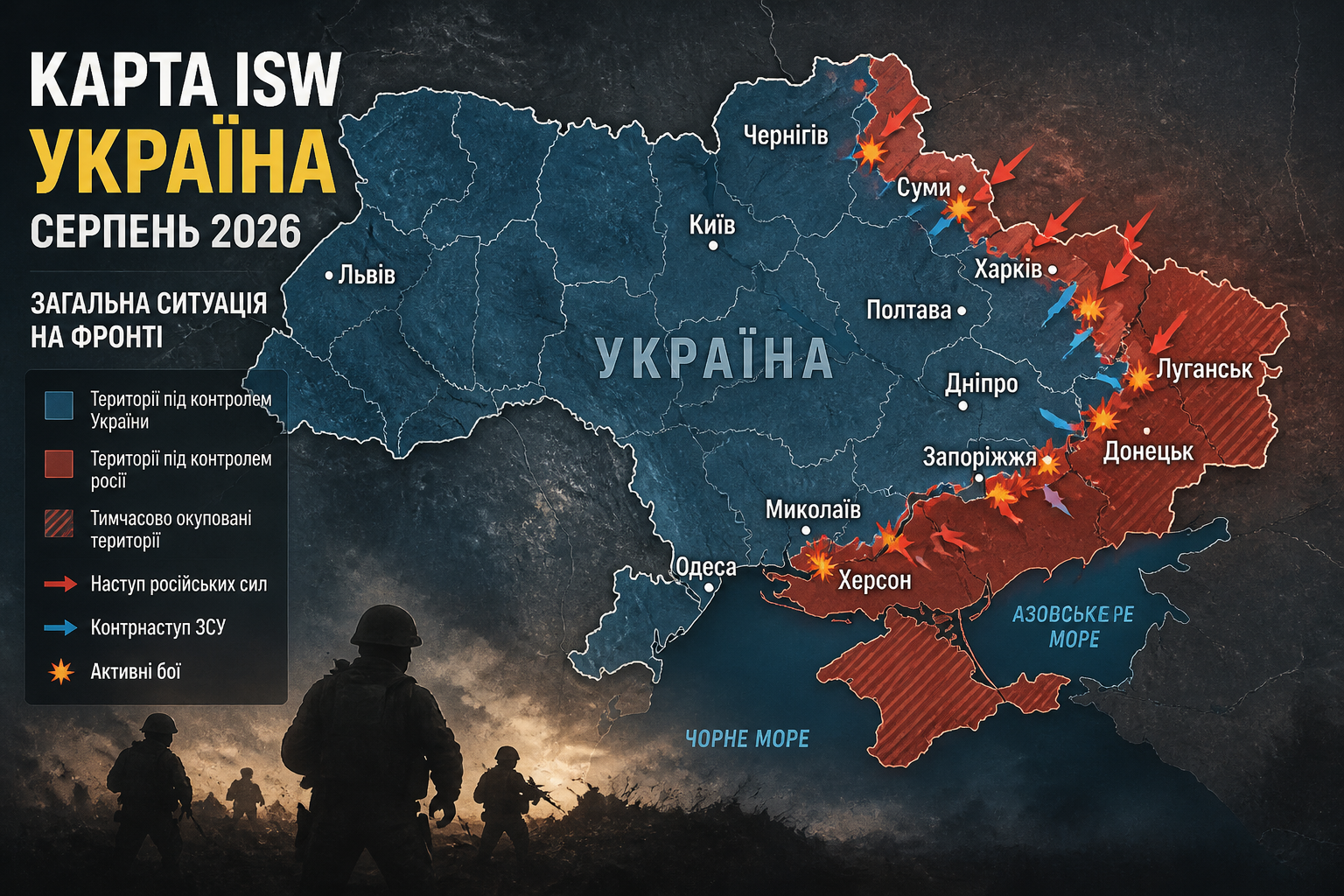 Загальна ситуація на фронті у серпні 2026 року